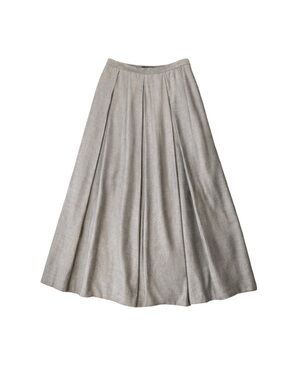 baba Gray Textured Pleated Midi Skirt A-Line Workwear Lined US 12